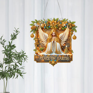 Noël-Pendentif en bois avec diamant sur un seul côté