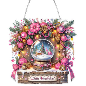 Noël-Pendentif en bois avec diamant sur un seul côté