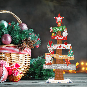 Panneau de Noël en bois Peinture de bureau avec diamants