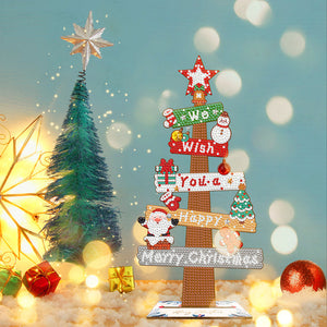 Panneau de Noël en bois Peinture de bureau avec diamants