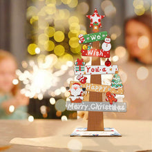 Charger l&#39;image dans la galerie, Panneau de Noël en bois Peinture de bureau avec diamants
