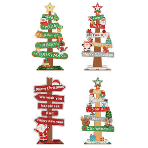 Panneau de Noël en bois Peinture de bureau avec diamants