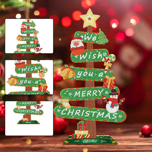 Panneau de Noël en bois Peinture de bureau avec diamants