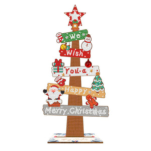 Panneau de Noël en bois Peinture de bureau avec diamants