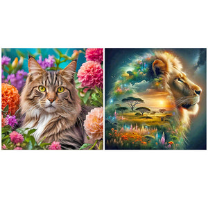 Lion- Round Diamond Painting-50x50cm