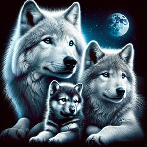 Les loups sous la lune-Full Round Diamond Painting-40x40cm