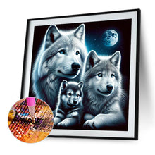 Charger l&#39;image dans la galerie, Les loups sous la lune-Full Round Diamond Painting-40x40cm
