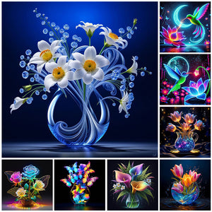Rose lumineuse-Full Round Diamond Painting-30x30cm