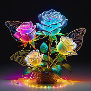 Rose lumineuse-Full Round Diamond Painting-30x30cm