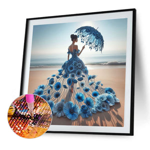 Robe jupe fille-Full Round Diamond Painting-40x40cm