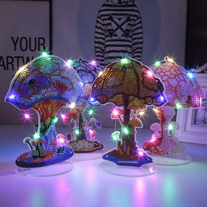 Champignon-Perceuse Ornement De Bureau En Diamant Avec Bande Lumineuse