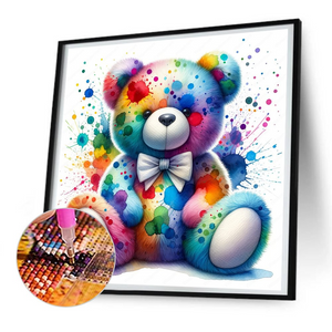 Ours arc-en-ciel-peinture diamant ronde complète 30*30