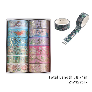12/24 Rouleaux de ruban adhésif réutilisable Fleur/Nuit étoilée/Van Gogh Washi Tape Set Illustration Ruban décoratif