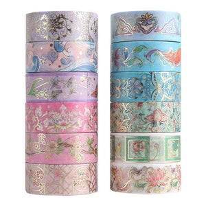 12/24 Rouleaux de ruban adhésif réutilisable Fleur/Nuit étoilée/Van Gogh Washi Tape Set Illustration Ruban décoratif
