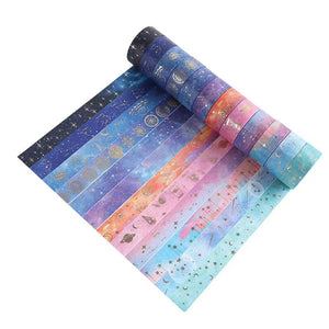 12/24 Rouleaux de ruban adhésif réutilisable Fleur/Nuit étoilée/Van Gogh Washi Tape Set Illustration Ruban décoratif