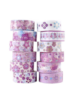 12/24 Rouleaux de ruban adhésif réutilisable Fleur/Nuit étoilée/Van Gogh Washi Tape Set Illustration Ruban décoratif