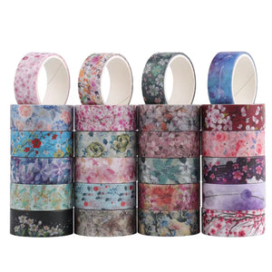 12/24 Rouleaux de ruban adhésif réutilisable Fleur/Nuit étoilée/Van Gogh Washi Tape Set Illustration Ruban décoratif