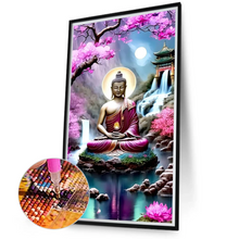 Charger l&#39;image dans la galerie, (Grande Taille) Lotus bouddha statue-diamant rond peinture-40 * 70cm
