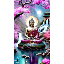 Charger l&#39;image dans la galerie, (Grande Taille) Lotus bouddha statue-diamant rond peinture-40 * 70cm
