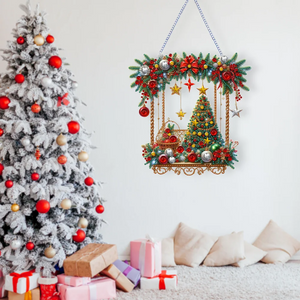 Pendentif en forme d'arbre de Noël avec peinture au diamant