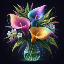 Charger l&#39;image dans la galerie, Fleurs lumineuses-Full Round Diamond Painting-30x30cm
