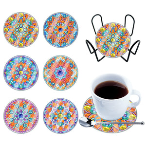 Dessous de verre diamant imperméable en acrylique Mandala
