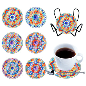 Dessous de verre diamant imperméable en acrylique Mandala
