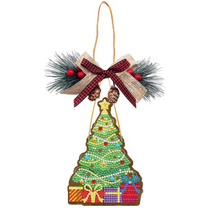 Pendentif diamant de Noël en bois