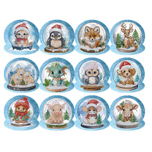 Charger l&#39;image dans la galerie, 12 pièces/ensemble cartes de vœux animaux de noël-diamant
