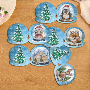 12 pièces/ensemble cartes de vœux animaux de noël-diamant