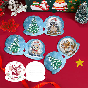 12 pièces/ensemble cartes de vœux animaux de noël-diamant