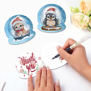 12 pièces/ensemble cartes de vœux animaux de noël-diamant