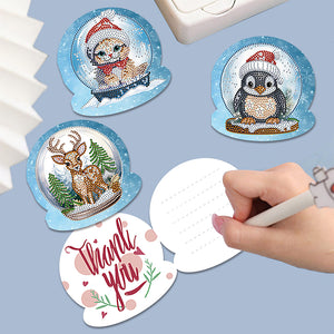 12 pièces/ensemble cartes de vœux animaux de noël-diamant