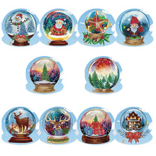 Charger l&#39;image dans la galerie, Cartes de vœux boule de cristal et diamant de noël, 10 pièces/ensemble
