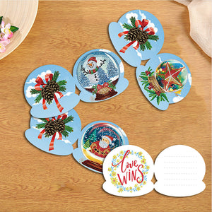 Cartes de vœux boule de cristal et diamant de noël, 10 pièces/ensemble