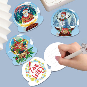 Cartes de vœux boule de cristal et diamant de noël, 10 pièces/ensemble