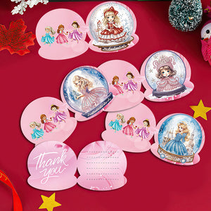 8 pièces/ensemble bonhomme de neige princesse-diamant cartes de vœux