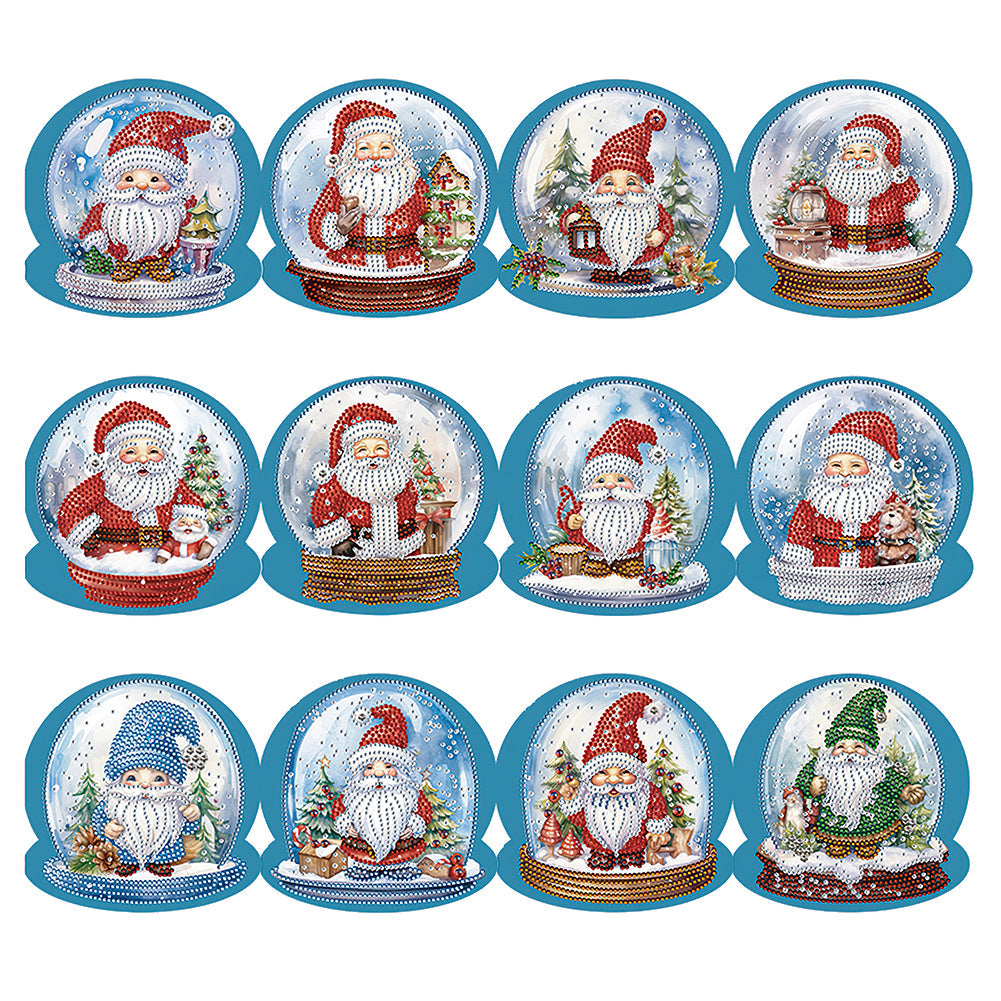 Cartes de vœux boule de cristal et diamant de noël  12 pièces/ensemble