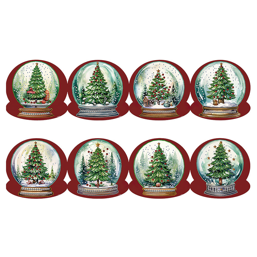 8 pièces/ensemble cartes de vœux arbre de noël-diamant