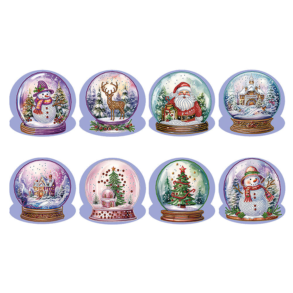 8 pièces/ensemble de cartes de vœux de noël en diamant