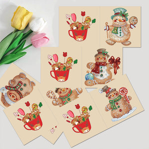 Cartes de vœux bonhomme en pain d'épices de noël - 5 pièces/ensemble- diamant