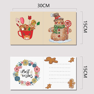 Cartes de vœux bonhomme en pain d'épices de noël - 5 pièces/ensemble- diamant