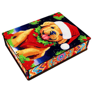 Étui de rangement diamant en bois de Noël