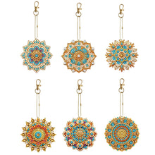 Charger l&#39;image dans la galerie, Porte-clés fleur/animal, perceuse Double face, diamant, 6 pièces/ensemble
