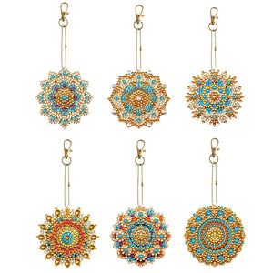 Porte-clés fleur/animal, perceuse Double face, diamant, 6 pièces/ensemble