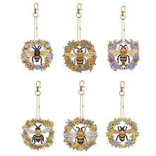Charger l&#39;image dans la galerie, Porte-clés fleur/animal, perceuse Double face, diamant, 6 pièces/ensemble
