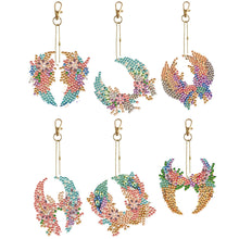 Charger l&#39;image dans la galerie, Porte-clés fleur/animal, perceuse Double face, diamant, 6 pièces/ensemble
