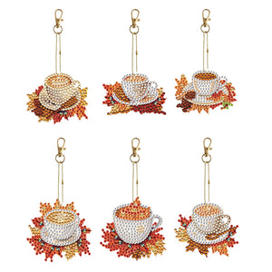 Porte-clés fleur/animal, perceuse Double face, diamant, 6 pièces/ensemble
