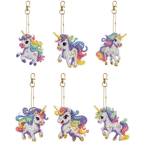 Porte-clés fleur/animal, perceuse Double face, diamant, 6 pièces/ensemble