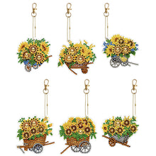 Charger l&#39;image dans la galerie, Porte-clés fleur/animal, perceuse Double face, diamant, 6 pièces/ensemble

